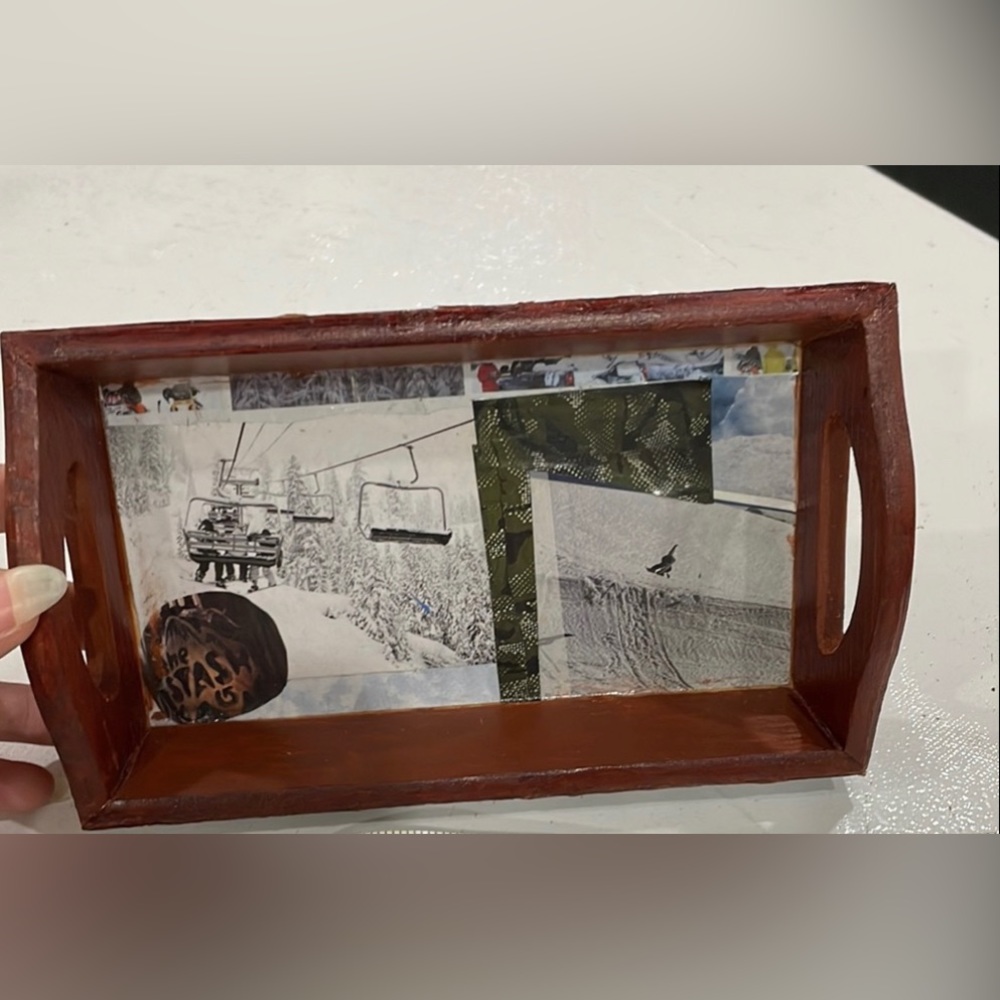 “The Stash” Snowboarding rolling tray wooden tray
